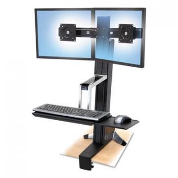 Ergotron WorkFit-S Sit-Stand Workstation without Worksurface, Dual, Aluminum/Black