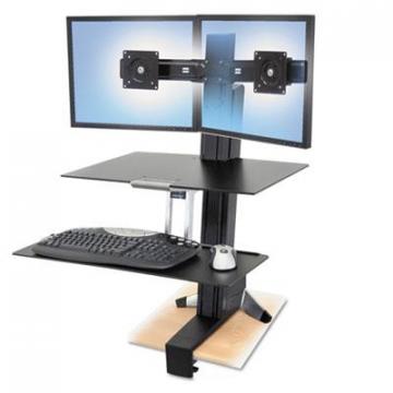 Ergotron WorkFit-S Sit-Stand Workstation with Worksurface, Dual LCD Monitors