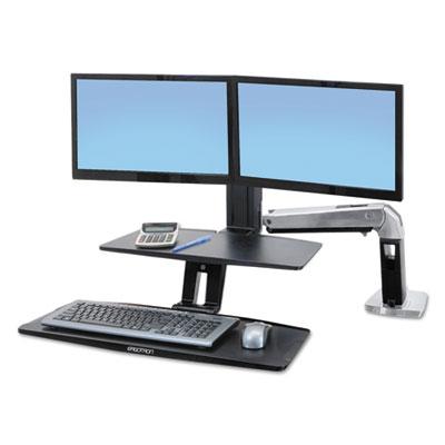 Ergotron WorkFit-A Sit-Stand Workstation with Suspended Keyboard, Dual