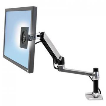 Ergotron LX Series LCD Arm, Desk Mount, 11.25w x 7.25d x 25.5h, Polished Aluminum/Black