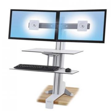 Ergotron WorkFit-S Sit-Stand Workstation with Worksurface+, Dual LCD Monitors
