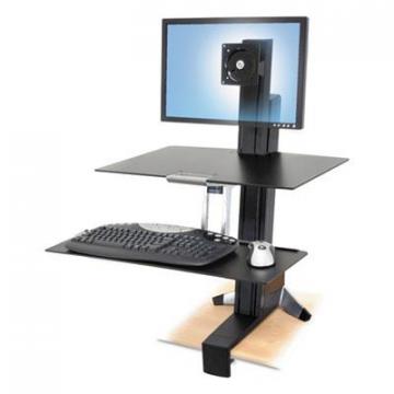 Ergotron WorkFit-S Sit-Stand Workstation with Worksurface, LCD LD Monitor, Aluminum/Black