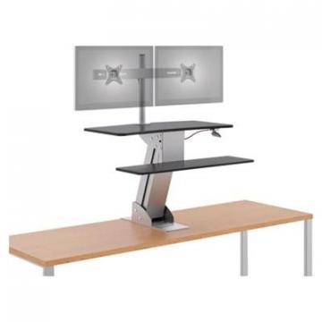 HON Directional Desktop Sit-to-Stand with Dual Monitor Arm, Silver/Black