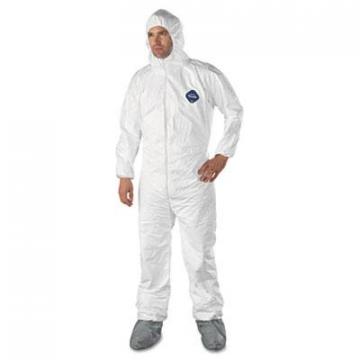 DuPont Tyvek Elastic-Cuff Hooded Coveralls w/Boots, White, 2X-Large, 25/Carton
