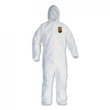 Kimberly-Clark KleenGuard A40 Elastic-Cuff & Ankle Hooded Coveralls, White, Large, 25/Carton