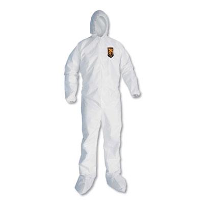 Kimberly-Clark KleenGuard A20 Elastic Back and Ankle Hood and Boot Coveralls, 2X-Large, White
