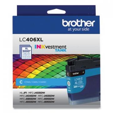 Brother LC406XLCS INKvestment High-Yield Ink, 5,000 Page-Yield, Cyan