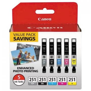 Canon CLI-251 (6513B011) Black,Cyan,Gray,Magenta,Yellow Ink Cartridge