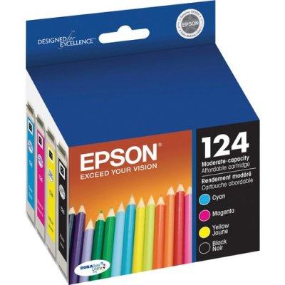 Epson 124 Black, Cyan, Magenta, Yellow Ink Cartridge (T124120BCS)
