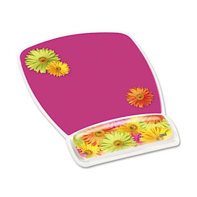 3M Fun Design Clear Gel Mouse Pad Wrist Rest, 6 4/5 x 8 3/5 x 3/4, Daisy Design