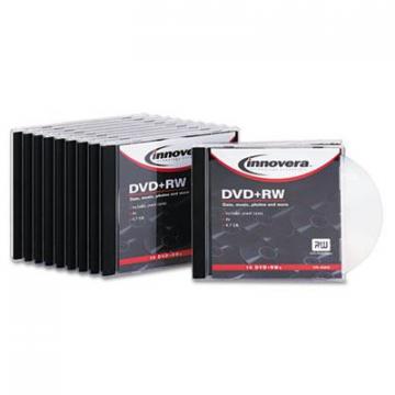 Innovera DVD+RW Discs, 4.7GB, 4x, w/Slim Jewel Cases, Silver, 10/Pack