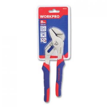 WORKPRO Groove Joint Pliers, 8" Long, Ni-Fe-Coated Drop-Forged Carbon Steel