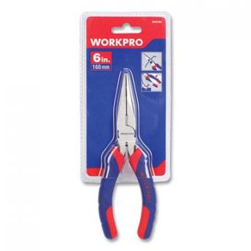 WORKPRO Long Nose Pliers, 6" Long, Ni-Fe-Coated Drop-Forged Carbon Steel