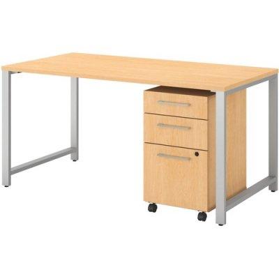 Bush Business Furniture 400 Series 60W X 30D Table Desk with 3 Drawer Mobile File Cabinet