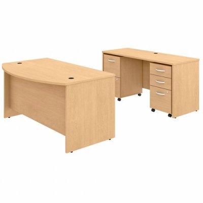 Bush Business Furniture Studio C 60W x 36D Bow Front Desk with Mobile File Cabinets (STC010ACSU)