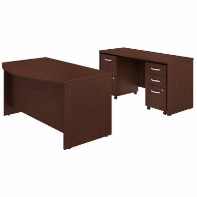 Bush Business Furniture Studio C 60W x 36D Bow Front Desk with Mobile File Cabinets (STC010CSSU)