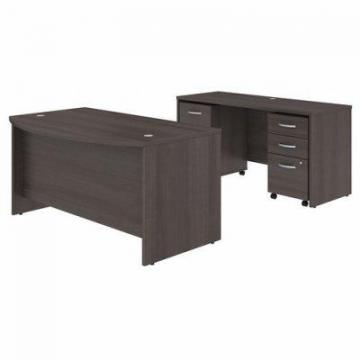 Bush Business Furniture Studio C 60W x 36D Bow Front Desk with Mobile File Cabinets (STC010SGSU)