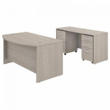 Bush Business Furniture Studio C 60W x 36D Bow Front Desk with Mobile File Cabinets (STC010SOSU)