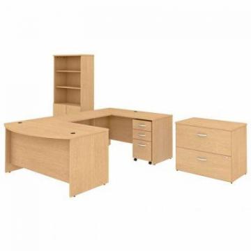 Bush Business Furniture Studio C 60W x 36D Desk with Bookcase and File Cabinets (STC002ACSU)