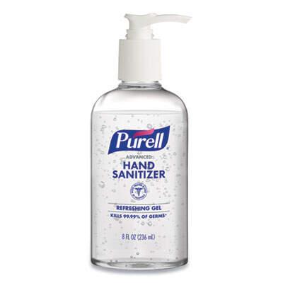Purell Advanced Hand Refreshing Gel, 8 oz Pump Bottle, 12/Carton
