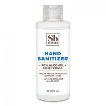 Soapbox Hand Sanitizer, 8 oz Bottle with Dispensing Cap, Unscented, 24/Carton