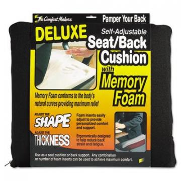 Master Caster Deluxe Seat/Back Cushion with Memory Foam, 17w x 2.75d x 17.5h, Black (91061)