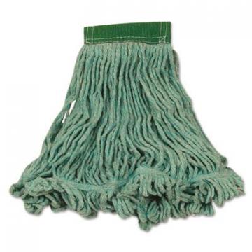 Rubbermaid Commercial Super Stitch Blend Mop Heads, Cotton/Synthetic, Green, Medium, 6/Carton