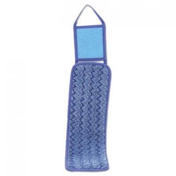 Rubbermaid HYGEN Wet Pad w/Scrubber, Nylon/Polyester Microfiber, 18" Long, Blue
