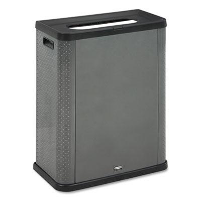 Rubbermaid Commercial Elevate Decorative Refuse Container, Landfill, 23 gal, Pearl Dark Gray