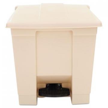 Rubbermaid Indoor Utility Step-On Waste Container, Square, Plastic, 8 gal, Beige
