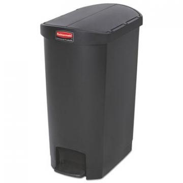 Rubbermaid Slim Jim Resin Step-On Container, End Step Style, 13 gal, Black