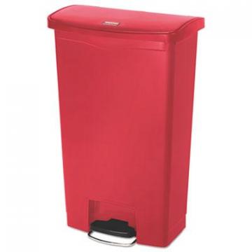 Rubbermaid Slim Jim Resin Step-On Container, Front Step Style, 18 gal, Red