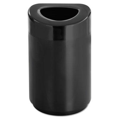 Safco Open Top Round Waste Receptacle, Steel, 30 gal, Black