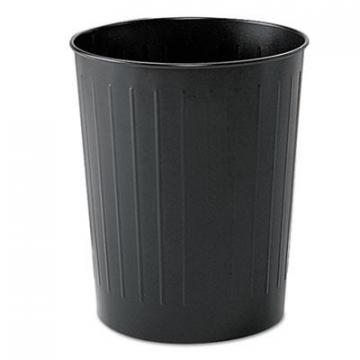 Safco Round Wastebasket, Steel, 23.5 qt, Black