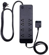 Ge GE, Black, Power Strip Surge Protector Charger, 8 Outlets, 2 USB Ports, Fast Charge, Flat Plug