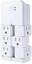 GE Pro 6-Outlet Extender Surge Protector with Swivel Outlets, Wall Tap Adapter, 90 Degree Rotation