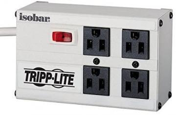 Tripp Lite Isobar 4 Outlet Surge Protector Power Strip, 6ft. Cord, Right Angle Plug, 3330 Joules