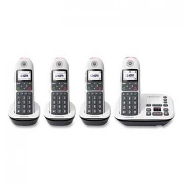 Motorola CD5014 Digital Cordless Telephone with Answering Machine, Base and 4 Handsets, White/Black