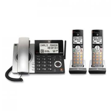 AT&T CL84207 Corded/Cordless Phone, Corded Base Station and 2 Additional Hansets, Black/Silver