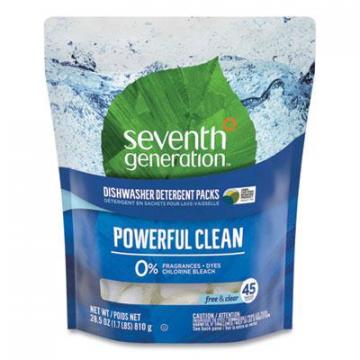 Seventh Generation Natural Dishwasher Detergent Concentrated Packs, Free & Clear, 45/Pack