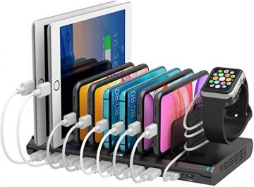 Alxum Multi 10 Port Charging Station Compatible for Tablet, Cell phone – Black