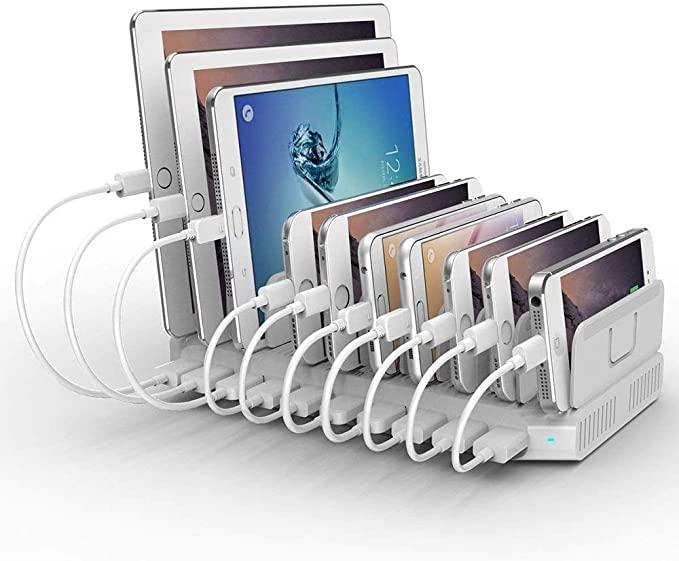 Alxum USB Charging station for Multi Devices, 10 Port, White