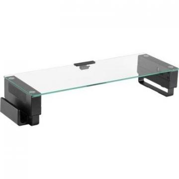 Lorell Single Shelf USB Glass Monitor Stand