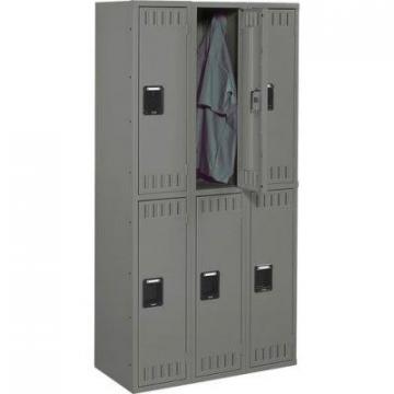 Tennsco Double Tier Locker, Triple Stack, 36w x 18d x 72h, Medium Gray