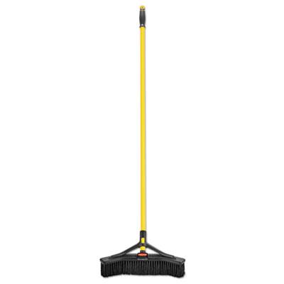 Rubbermaid Maximizer Push-to-Center Broom, 18", PVC Bristles, Yellow/Black