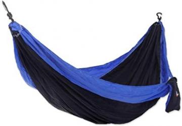 NOVICA Black with Blue Trim Parachute Portable 1 Person Camping Hammock with Hanging Straps