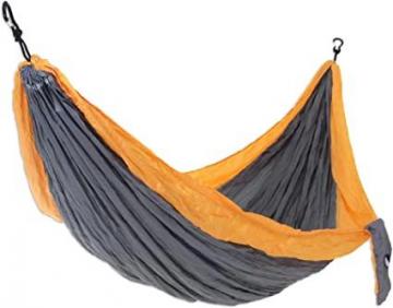 NOVICA Grey with Orange Trim Parachute Portable 2 Person XL Camping Hammock