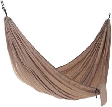 NOVICA Brown Beige Parachute Portable 2 Person XL Camping Hammock with Hanging Straps