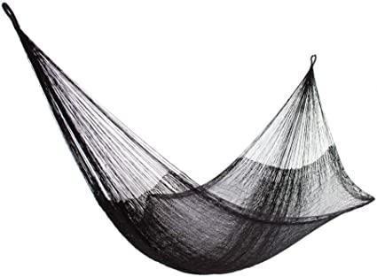 NOVICA Black Hand Woven Nylon Mayan 1 Person Rope Hammock with Hanging Accessories