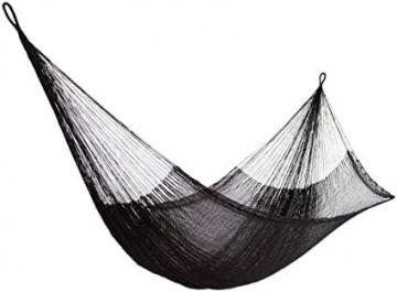 NOVICA Black Nylon Hand Woven Mayan Rope 2 Person XL Hammock with Hanging Accessories